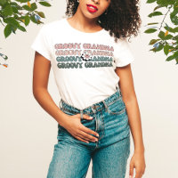 Retro Boho Groovy Grandma Daisy Flower Repeat Text