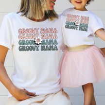 Retro Boho Groovy Mama Daisy Flower Repeat Text