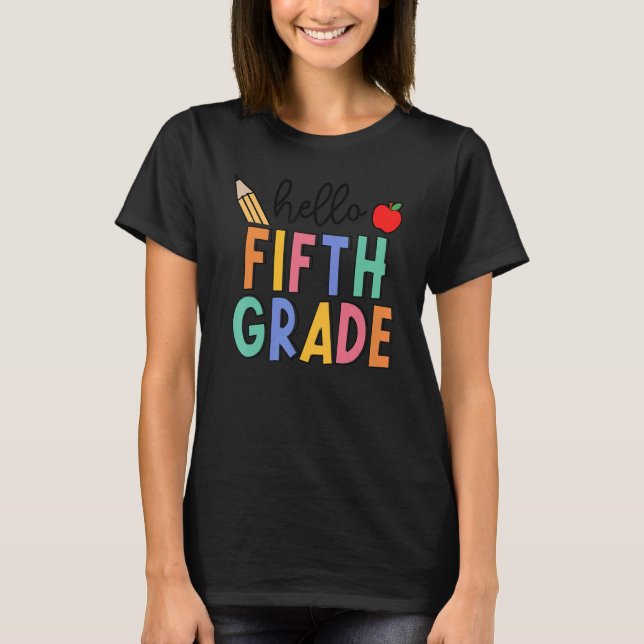 Retro Boho Hello Fifth Grade Fun 5th Grader Back T T-Shirt (Front)