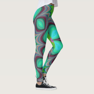 Retro Boho Hippie Green Clover Psychedelic Mandala Leggings