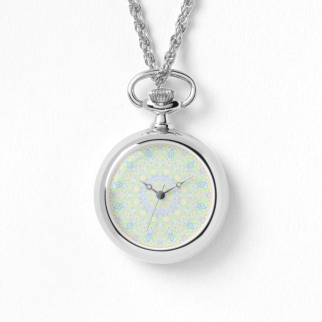Retro Boho Hippie Vintage Trippy Pastel Mandala   Watch (Front)