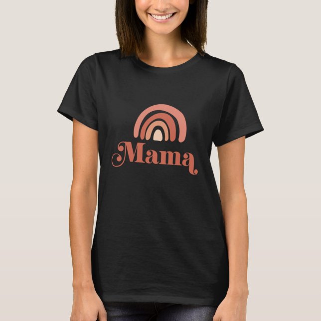 Retro Boho Mama Rainbow Mama And Mini Matching Mum T-Shirt (Front)