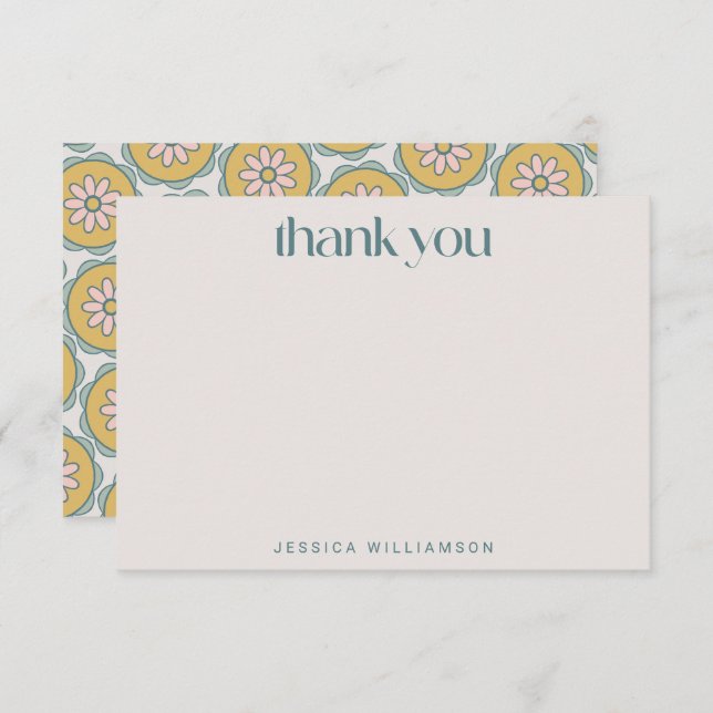 Retro Boho Mandala Floral Pastel Bridal Shower  Thank You Card (Front/Back)