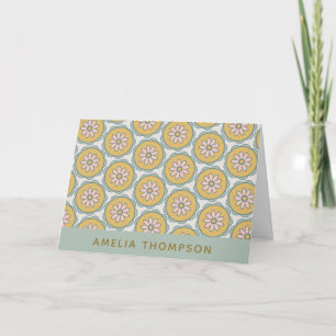 Retro Boho Mandala Flower Pattern Personalised Card