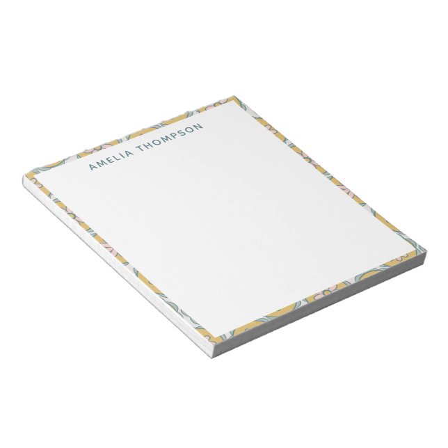 Retro Boho Mandala Flower Pattern Personalised Notepad (Angled)