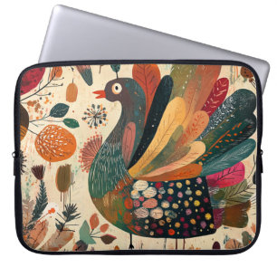 Retro Boho Patchwork Fall Turkey Laptop Sleeve