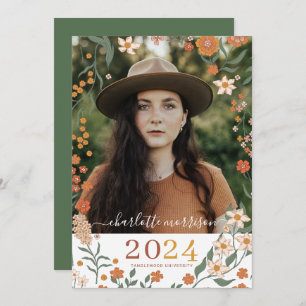 Retro Boho Photo Graduation Announcement
