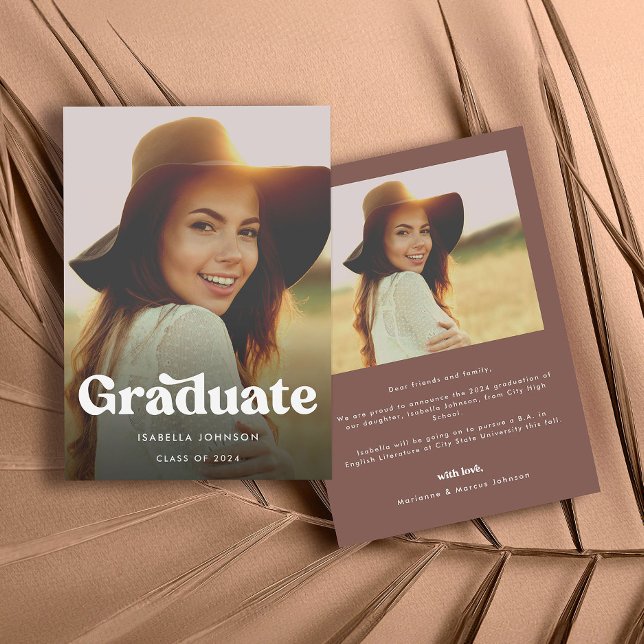 Retro Boho Photo Graduation Announcement (Creator Uploaded)