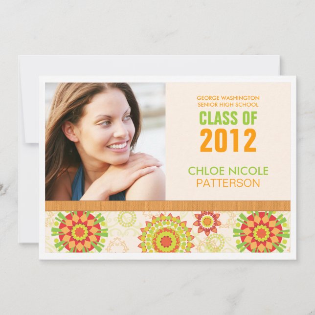 Retro Boho Photo Graduation Party Announcement (Front)
