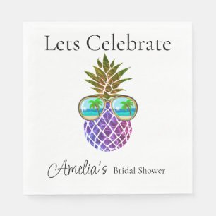 Retro boho pineapple with sunglasses napkin