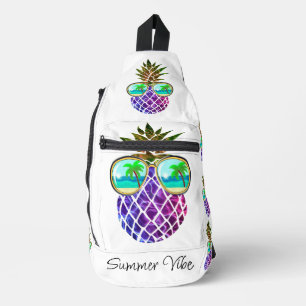 Retro boho pineapple with sunglasses sling bag
