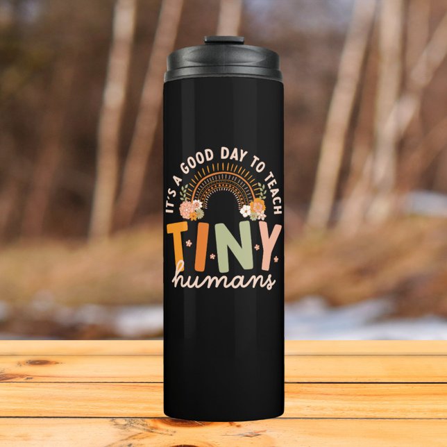 Retro Boho Preschool Teacher Quote Thermal Tumbler (In situ outdoor)