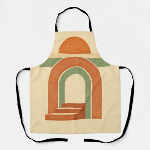 Retro Boho Rainbow Arch Minimalist Design Apron