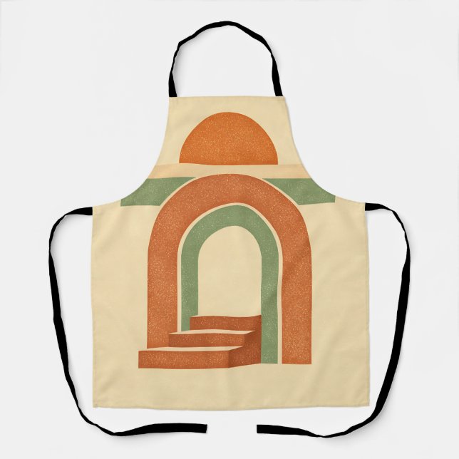 Retro Boho Rainbow Arch Minimalist Design Apron (Front)