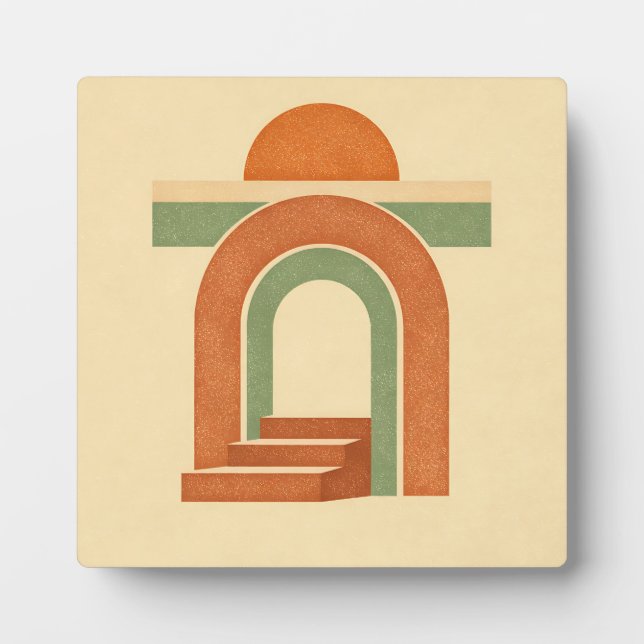Retro Boho Rainbow Arch Minimalist Design Plaque (Front)