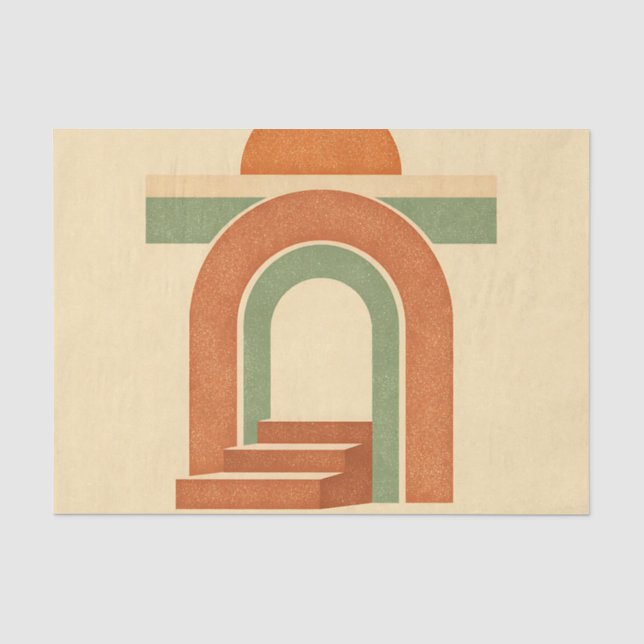 Retro Boho Rainbow Arch Minimalist Design Tissue Paper (Front)