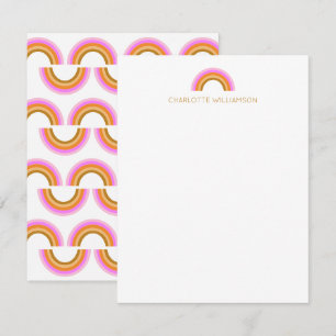 Retro Boho Rainbow Personalised Name Stationery Card