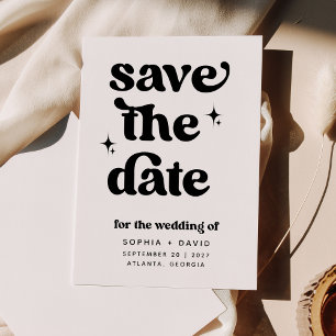 Retro Boho Save the Date Black And White Cards