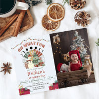 Retro Boho Snowman Christmas Tree Birthday Photo