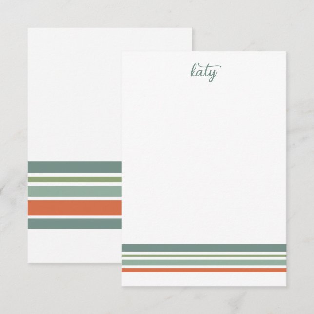 Retro Boho Striped Minimalist  Card (Front/Back)