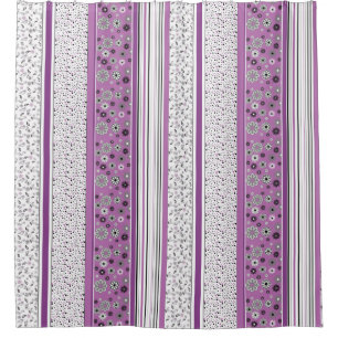 Retro BOHO Stripes Purple Shower Curtain