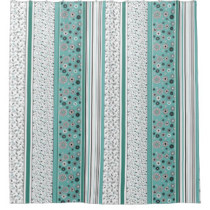 Retro BOHO Stripes Teal Shower Curtain