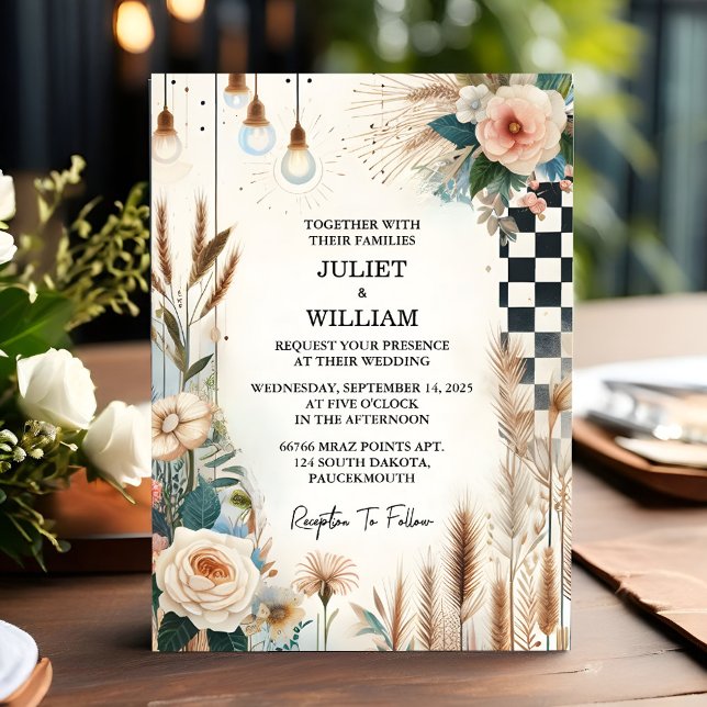 Retro Boho Studio Creative Illustrated Wedding Invitation (Creator Uploaded)