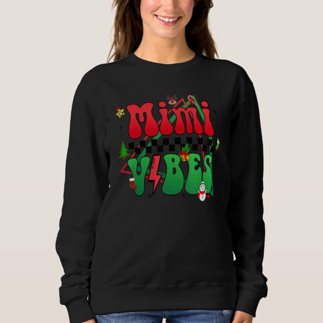 Retro Boho Style Mimi Vibes Christmas Sweatshirt (Front)