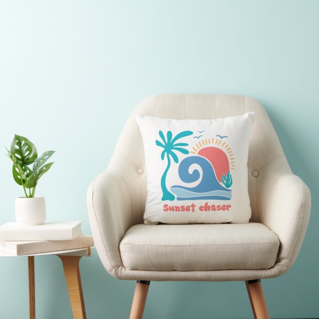 Retro Boho Summer Sunset Chaser Cushion (Chair)