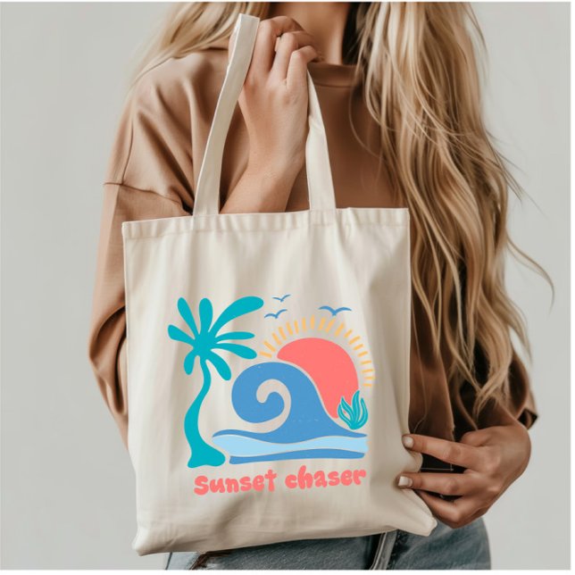 Retro Boho Summer Sunset Chaser Tote Bag (Creator Uploaded)