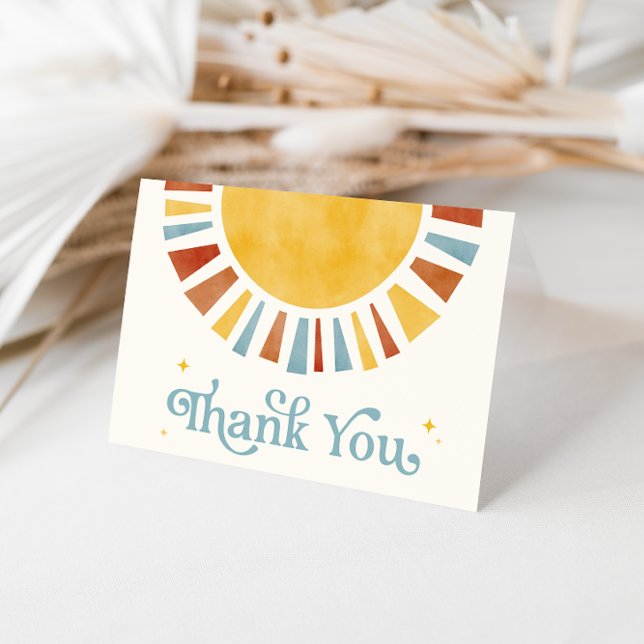 Retro Boho Sun Burst Thank You Card (Creator Uploaded)