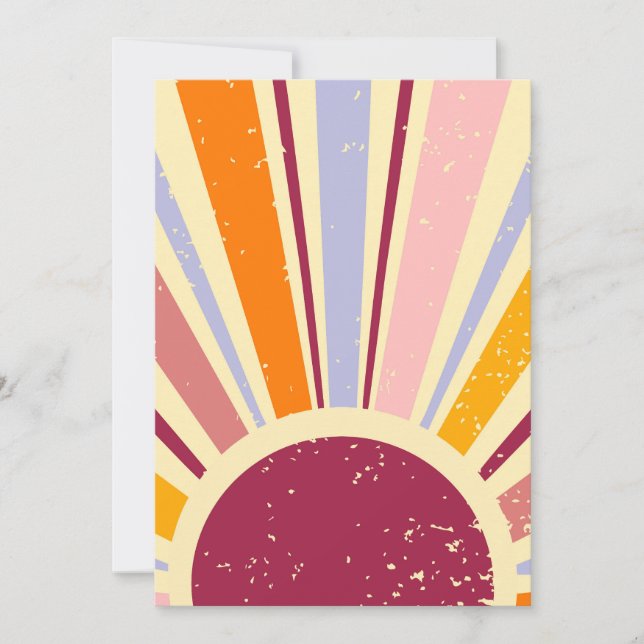 Retro boho sun  invitation (Front)
