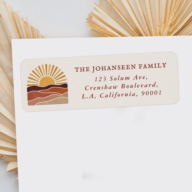 Retro Boho Sun Landscape Sunset Return Address (Creator Uploaded)