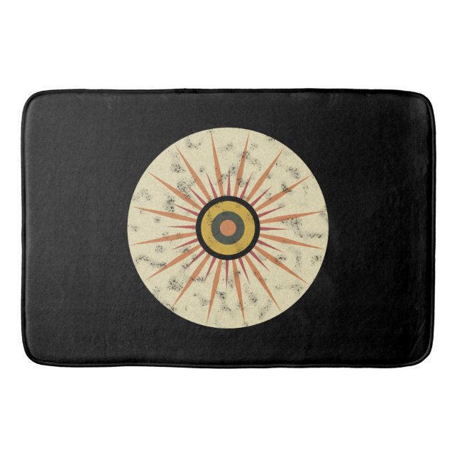 Retro Boho Sunburst Design Bath Mat (Front)