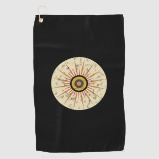 Retro Boho Sunburst Design Golf Towel