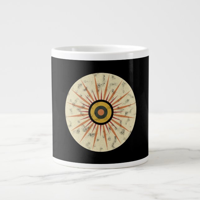 Retro Boho Sunburst Design Large Coffee Mug (Front)