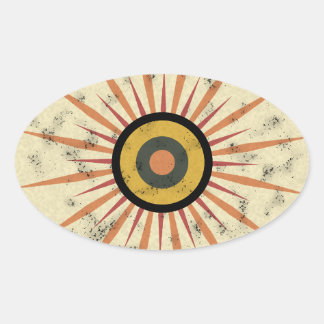 Retro Boho Sunburst Design Oval Sticker