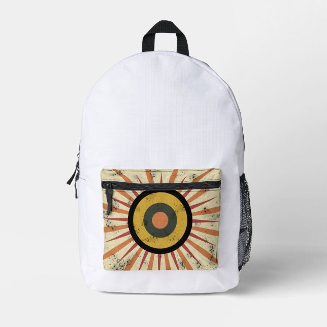 Retro Boho Sunburst Design Printed Backpack (Front)