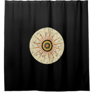Retro Boho Sunburst Design Shower Curtain