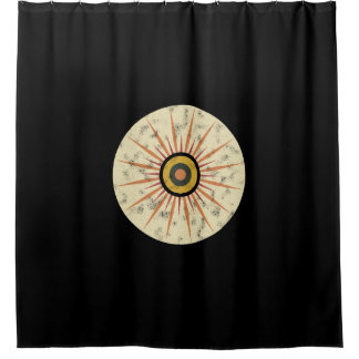 Retro Boho Sunburst Design Shower Curtain