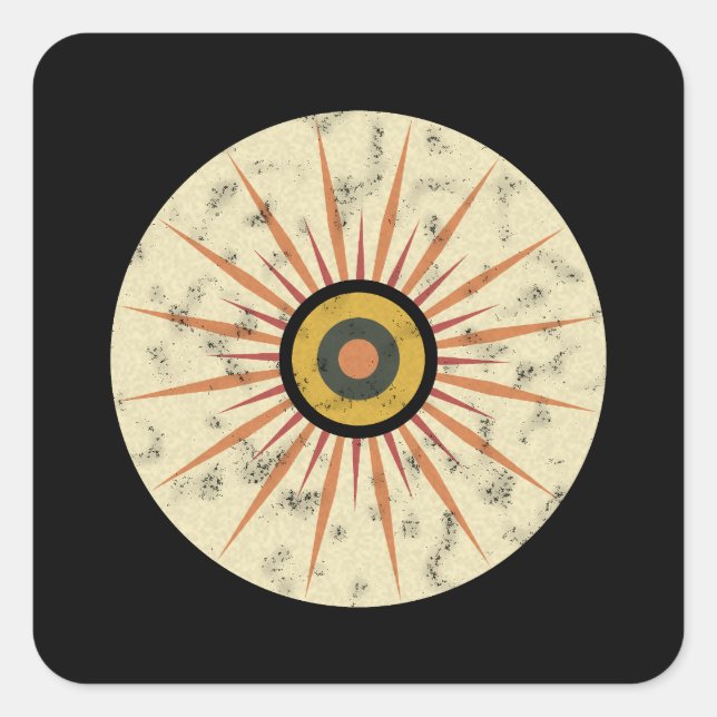 Retro Boho Sunburst Design Square Sticker (Front)