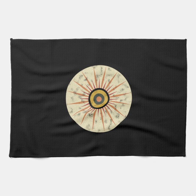 Retro Boho Sunburst Design Tea Towel (Horizontal)
