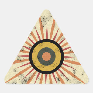 Retro Boho Sunburst Design Triangle Sticker