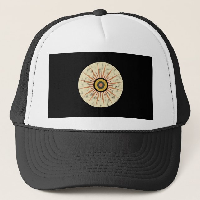Retro Boho Sunburst Design Trucker Hat (Front)