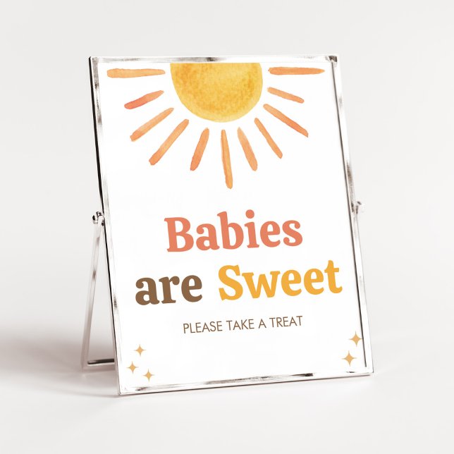 Retro Boho Sunshine Baby Shower Babies are Sweet Poster (Boy Boho Sunshine Baby Shower Babies are Sweet Sign)