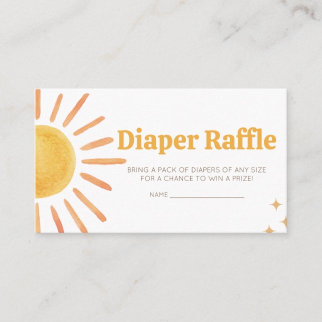 Retro Boho Sunshine Baby Shower Diaper Raffle Enclosure Card (Front)