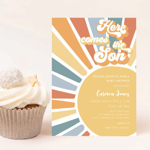 Retro Boho Sunshine Baby Shower Invitation