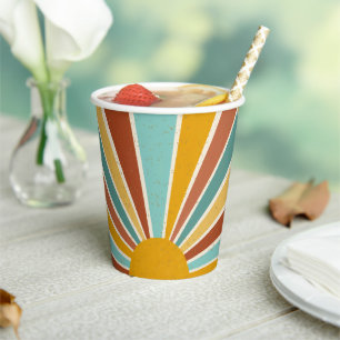 Retro Boho Sunshine Baby Shower Paper Cups