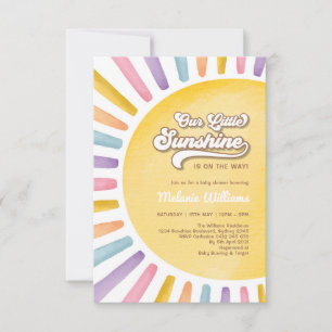Retro Boho Sunshine Girl Baby Shower Invitation