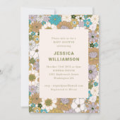 Retro Boho Teal Brown Floral Cute Baby Shower Invitation (Front)